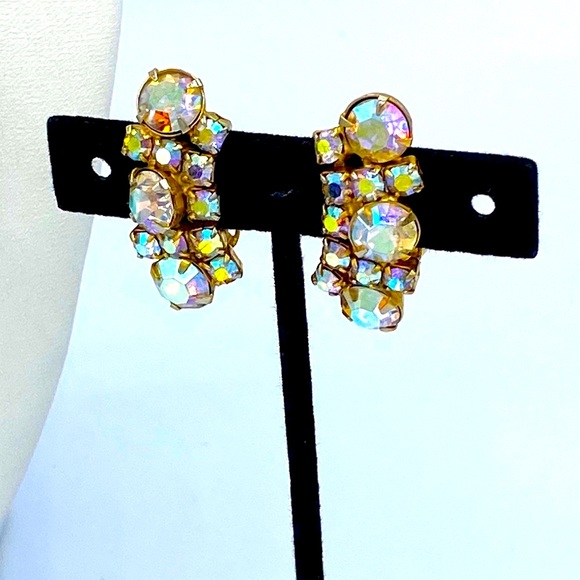 Vintage AB Rhinestones ( Golden) Necklace Set - Picture 4 of 6